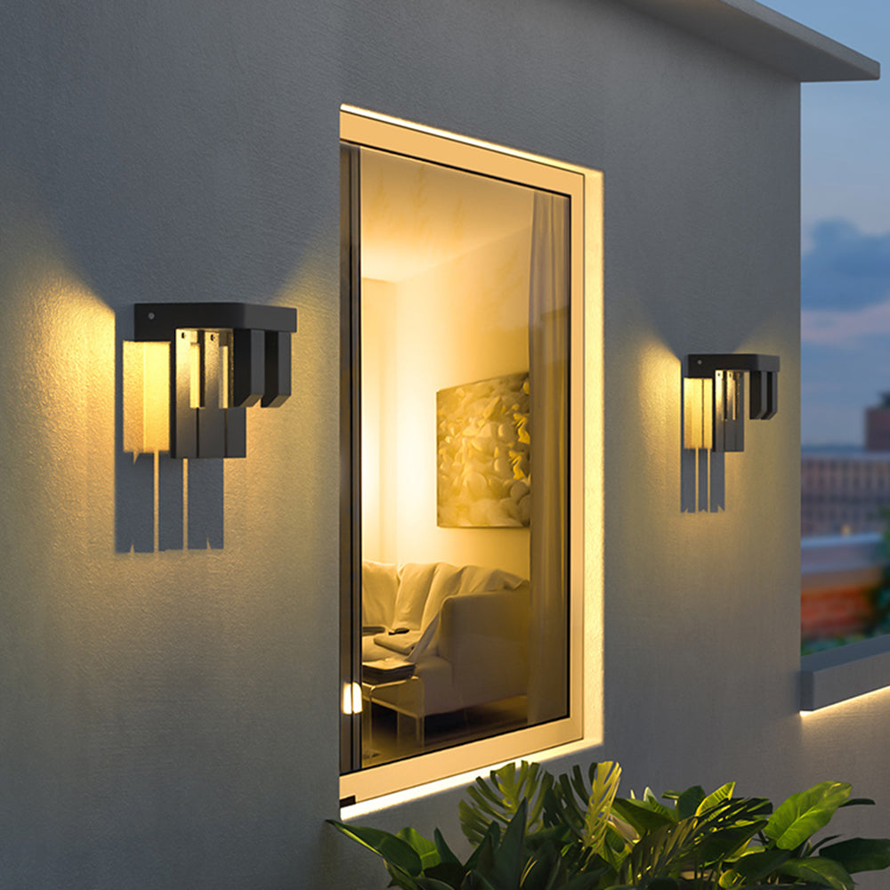 Modern metal solar wall lamps for outdoor garden lighting