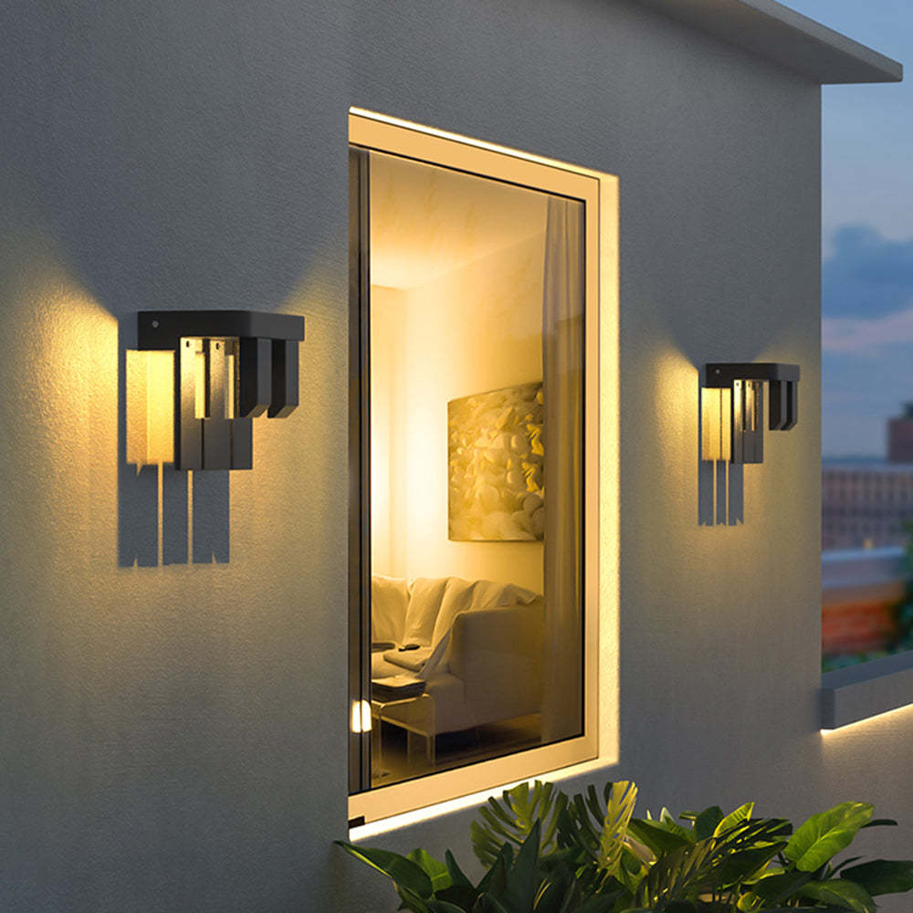 Modern metal solar wall lamps for outdoor garden lighting