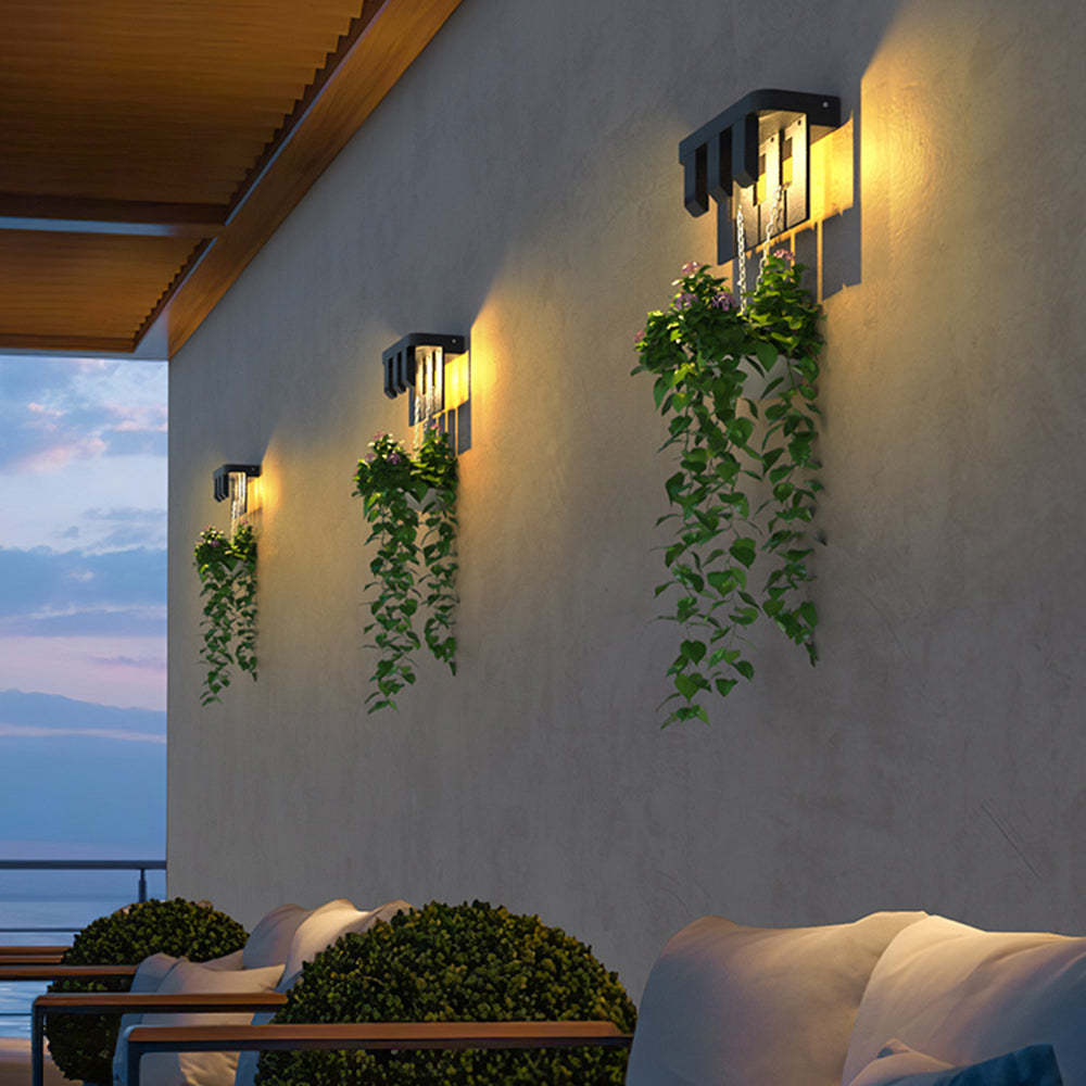 Orr Metal Solar Garden Wall Lamps with plants