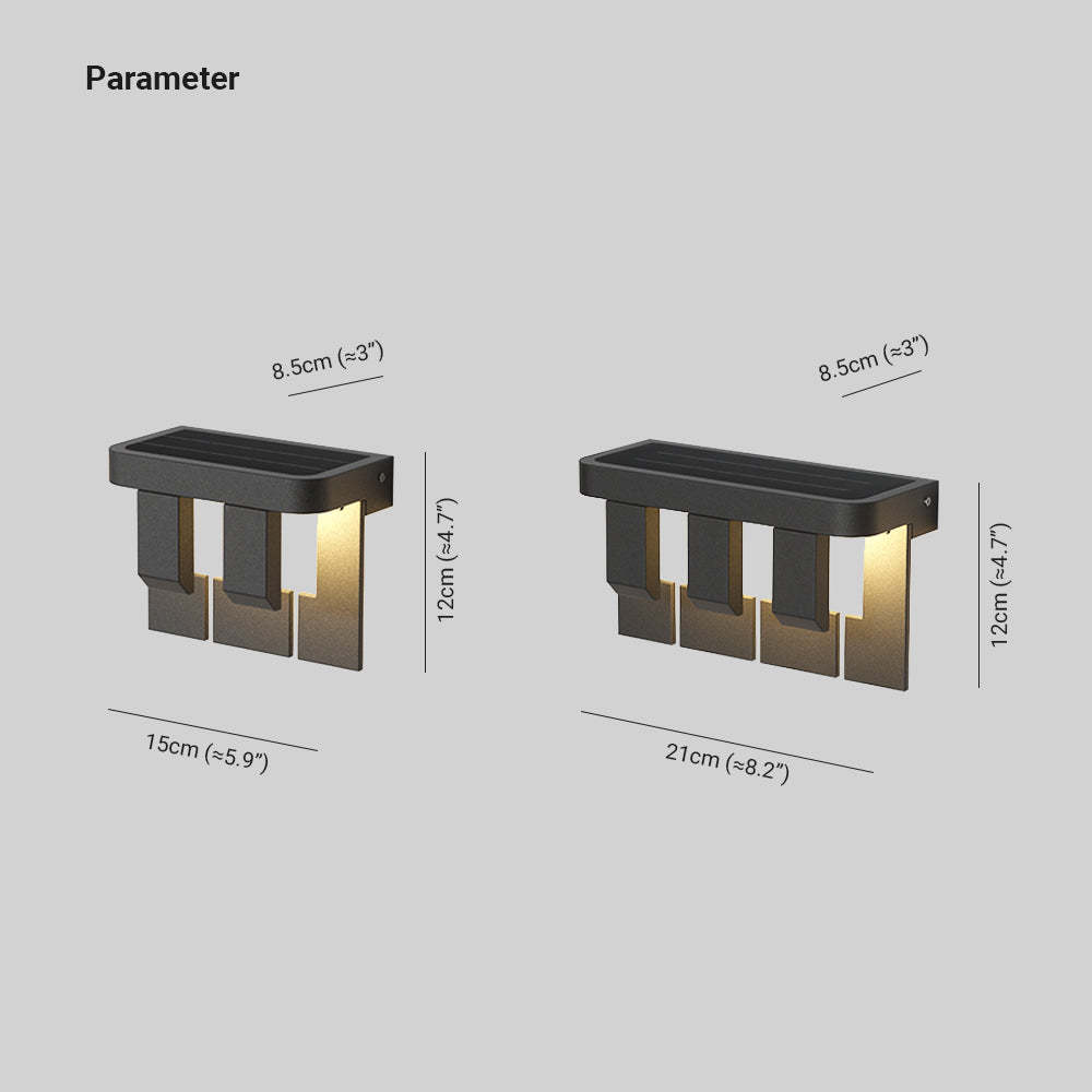 Orr Metal Solar Wall Lamp dimensions for garden and yard