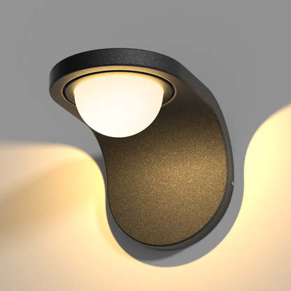 Orr Modern arc outdoor wall lamp. Contemporary garden lighting. Orr Modern Arc Metal Acrylic Solar Waterproof Adjustable Outdoor Wall Lamp