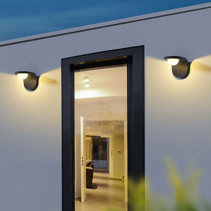 Orr Modern Solar Wall Lamp - Las Sola Outdoor Lighting Orr Modern Arc Metal Acrylic Solar Waterproof Adjustable Outdoor Wall Lamp