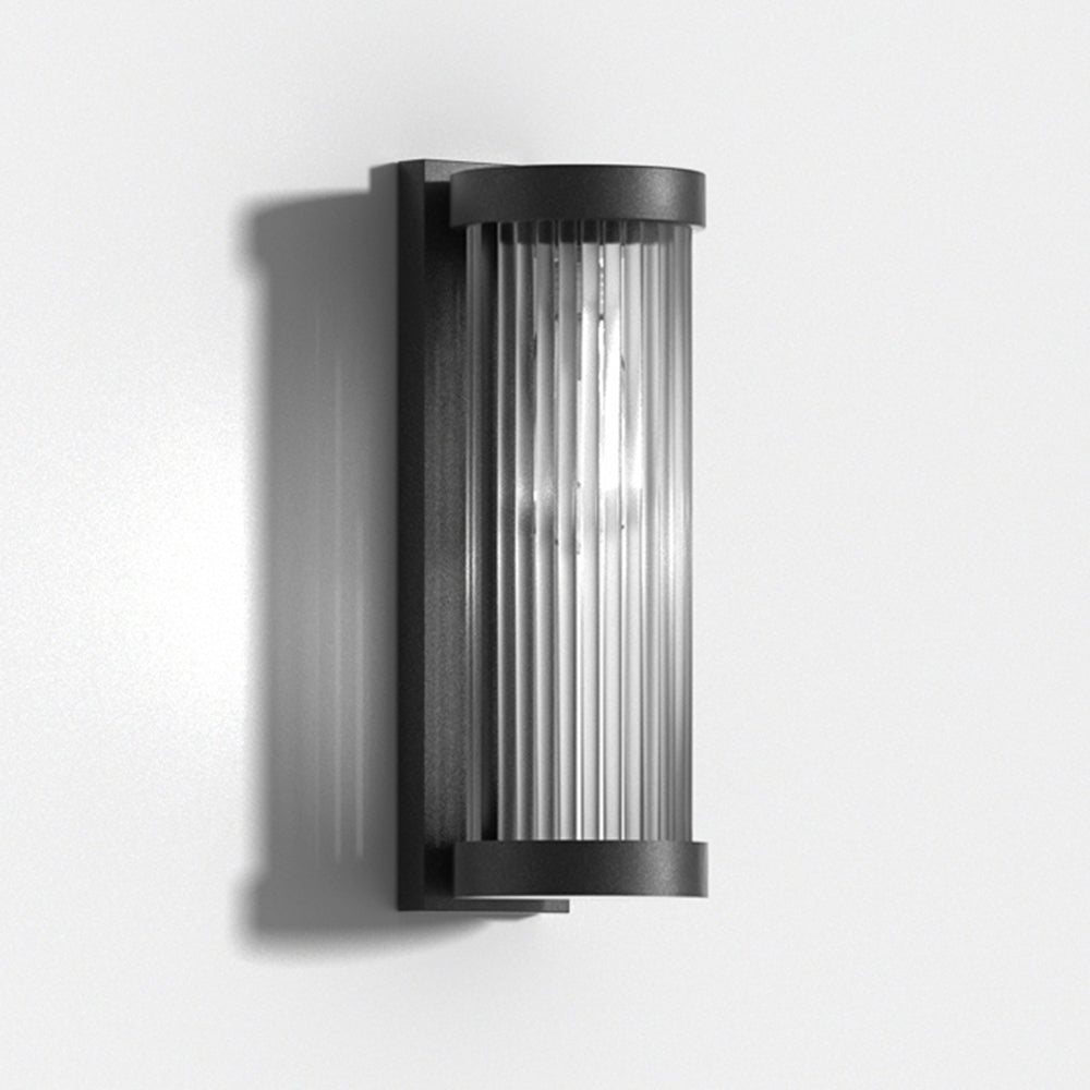 Orr Modern Outdoor Wall Lamp with ribbed glass shade