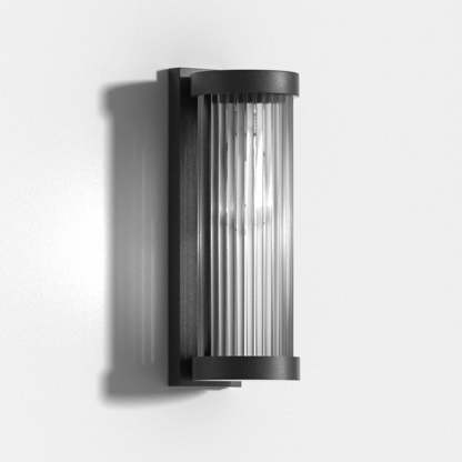 Orr Modern Outdoor Wall Lamp with ribbed glass shade