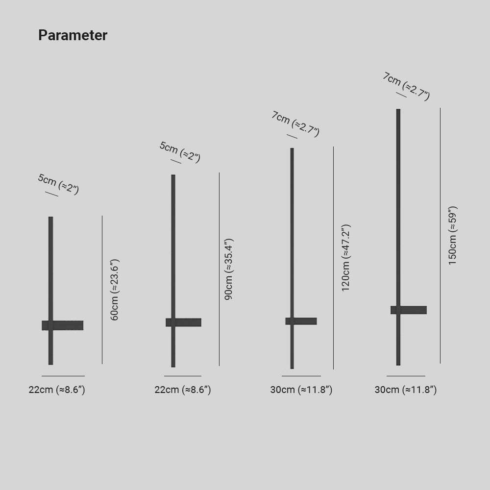 Edge minimalist wall lamp dimensions: 60-150cm height