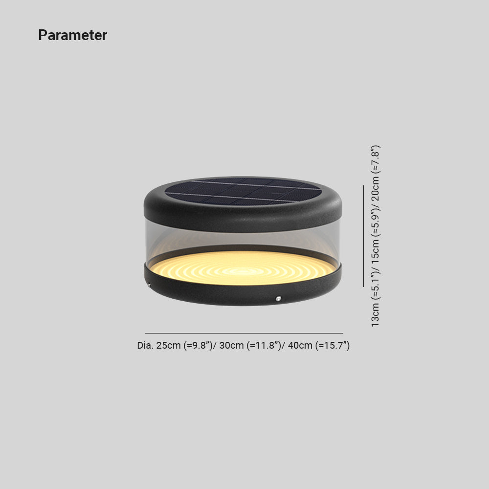 Riley Modern Cylinder Solar Lamp - Dimensions
