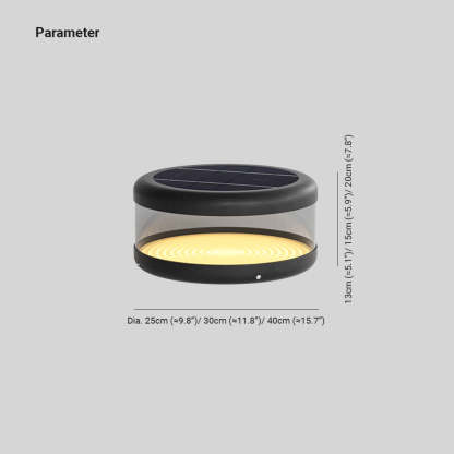 Riley Modern Cylinder Solar Lamp - Dimensions