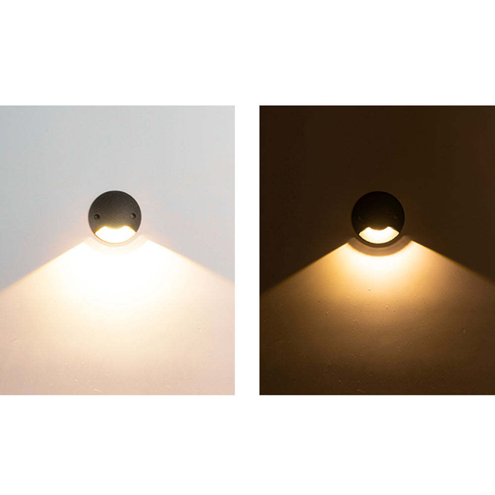 Pena outdoor step light. Warm vs. Cool light.