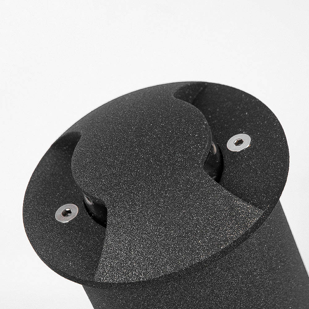 Pena black metal step light close-up. Modern outdoor lighting.