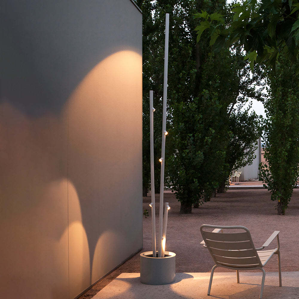 Edge Bamboo Outdoor Floor Lamp in garden