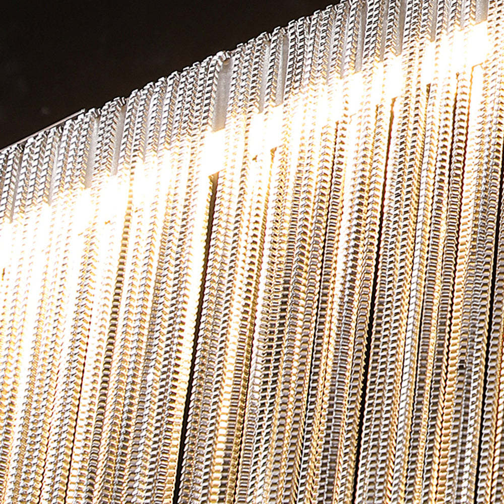 Silver chain tassel pendant light detail