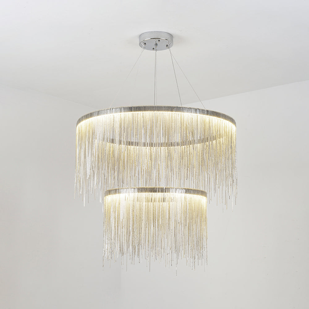 Art Deco Colon Pendant Light with Chain Tassels