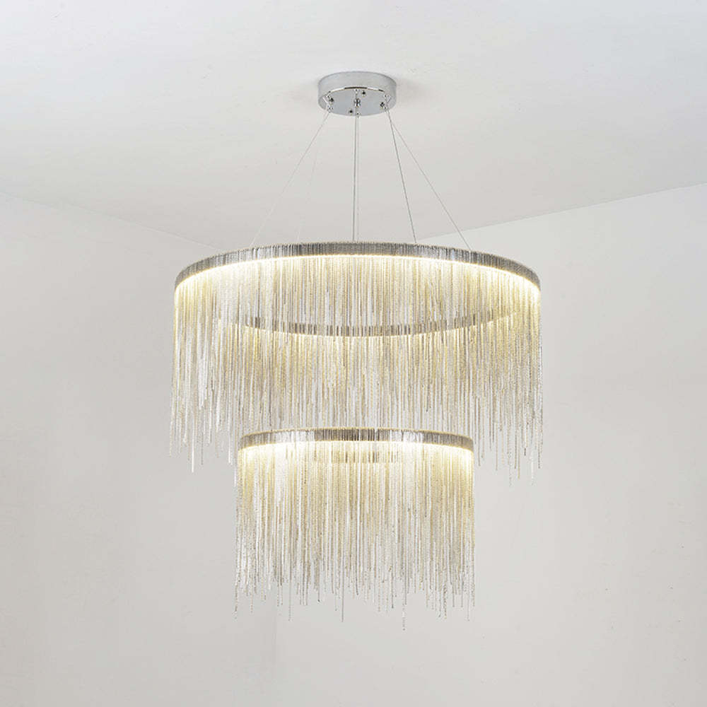Art Deco Colon Pendant Light with Chain Tassels