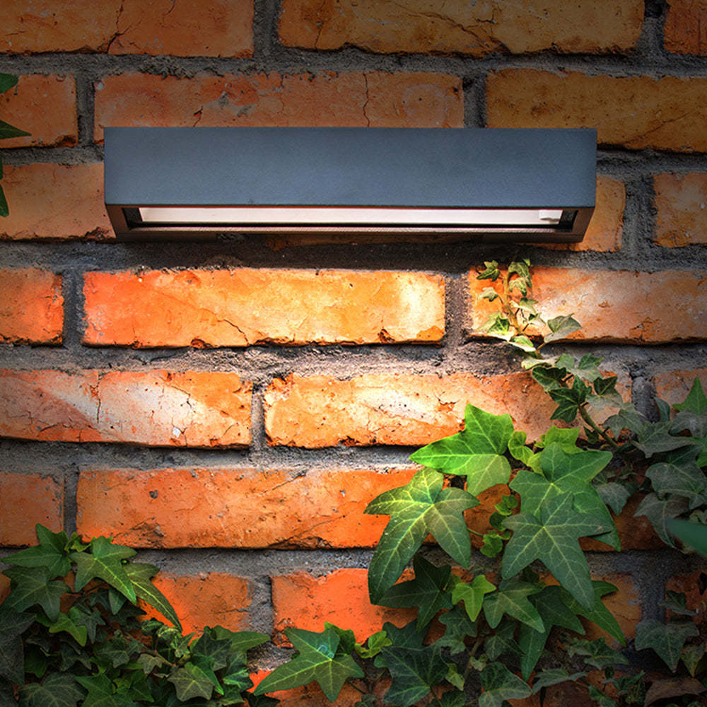 Orr modern solar wall lamp on brick wall Orr Modern Metal Acrylic Solar Waterproof Outdoor Wall Lamp