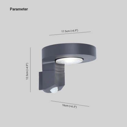 Orr solar outdoor light dimensions: 17.5cm, 12.5cm, 16cm.