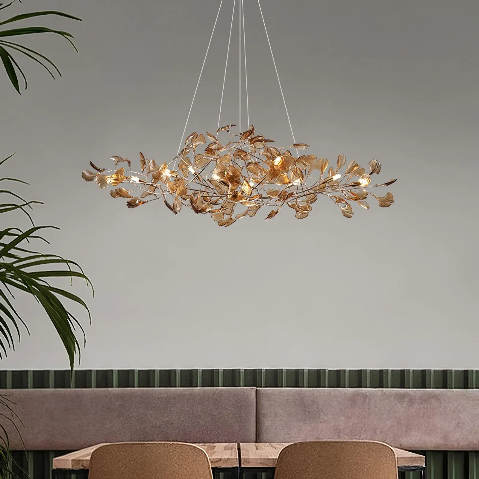 Olivia Vintage Leaf Acrylic Chandelier Living Dining Room Bedroom