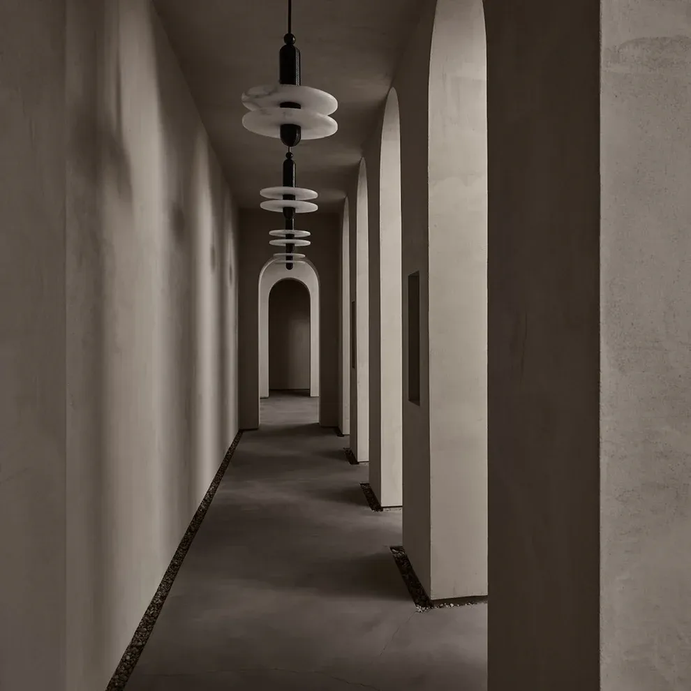 Modern hallway with Lassola Valentina pendant lights