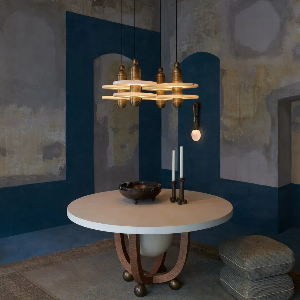 Jade Modern Comet Round Metal Alabaster Pendant Light Dining Bathroom