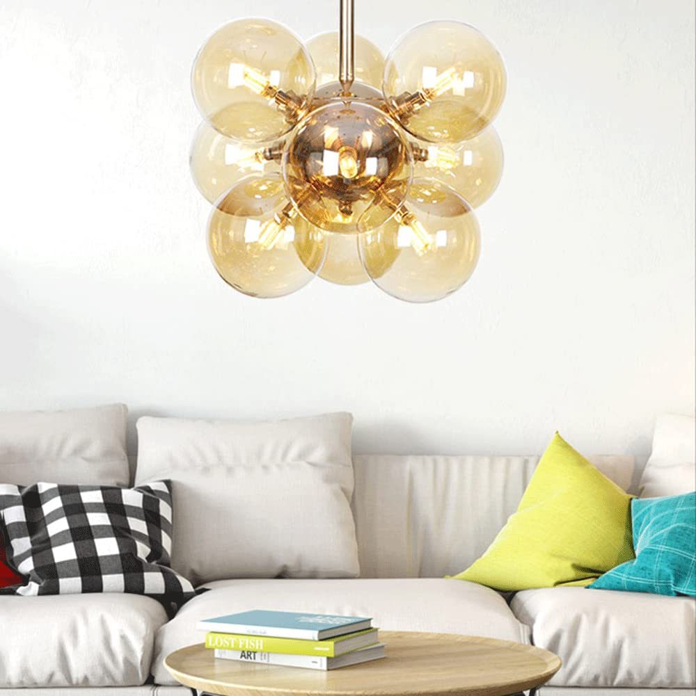 Valentina round pendant light over a sofa