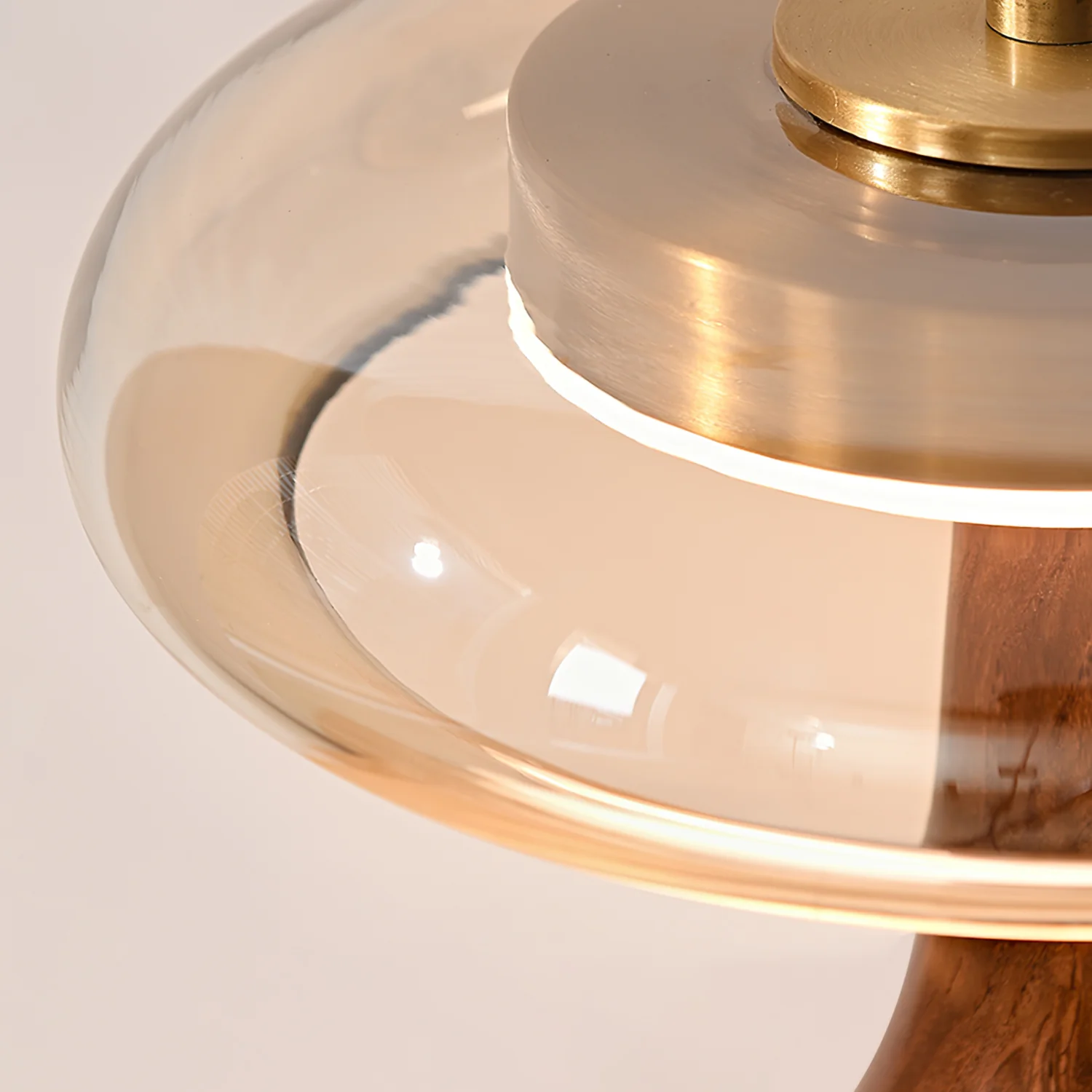 Ozawa Vintage Glass Wood Brass Table Lamp Bedroom Dining Room
