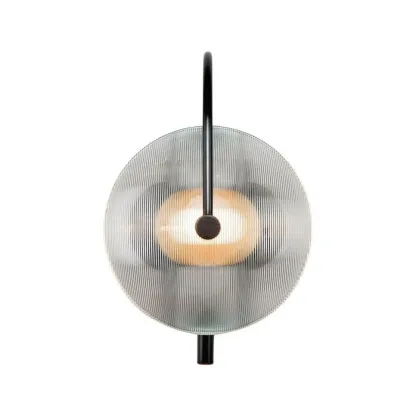 Elif Modern Black Gold Metal Glass Wall Lamp Dining Room Bedroom