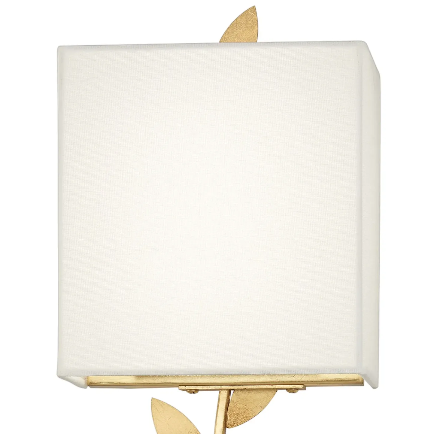 Valentina Wall Lamp Detail: Brass Leaf Accent, White Shade