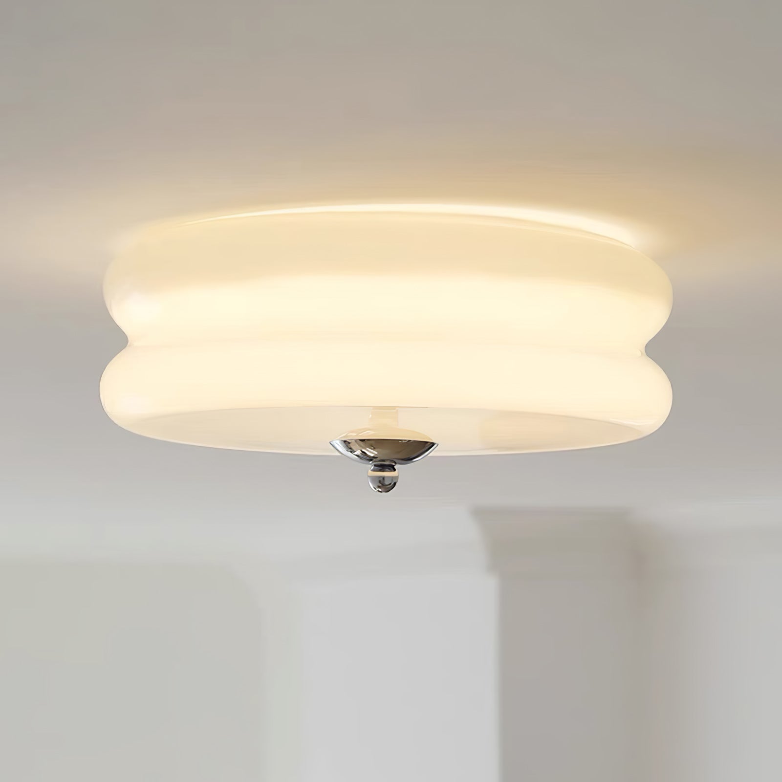 Round ceiling light, glass, bedroom lighting