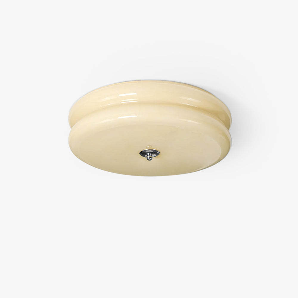 Morandi Round Flush Mount Ceiling Light - Beige Glass