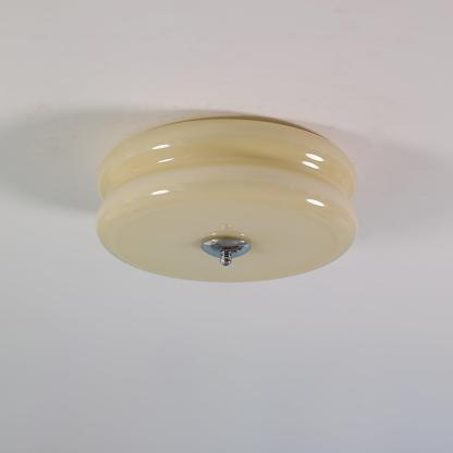 Morandi Round Flush Mount Ceiling Light Detail, beige glass