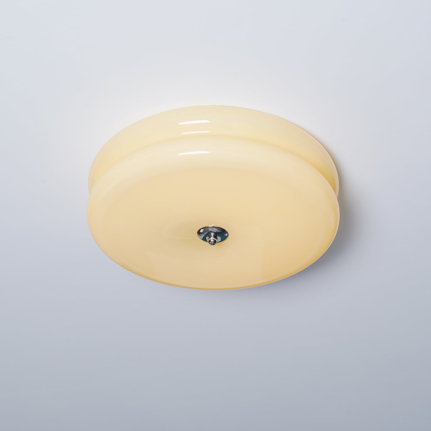Morandi Round Flush Mount Ceiling Light - beige glass shade
