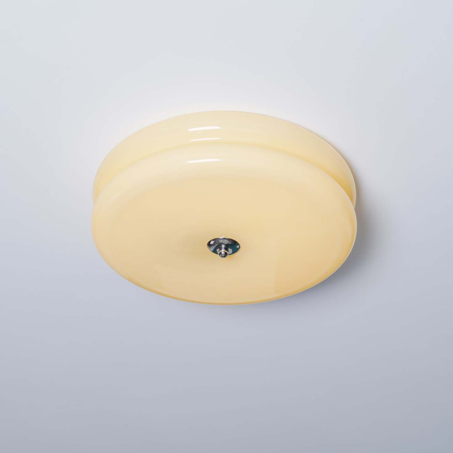 Morandi Round Flush Mount Ceiling Light - beige glass shade