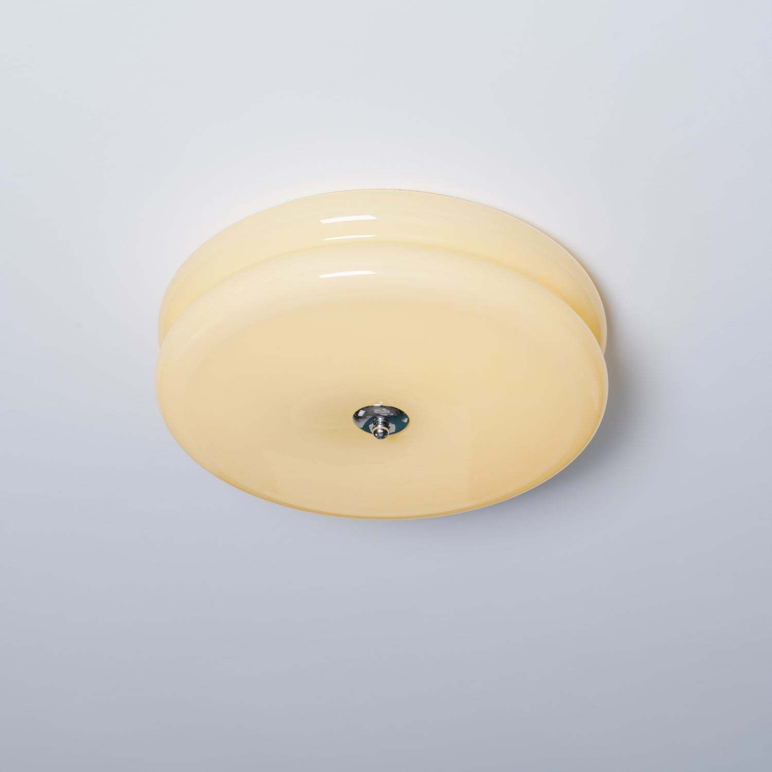 Morandi Round Flush Mount Ceiling Light - beige glass shade