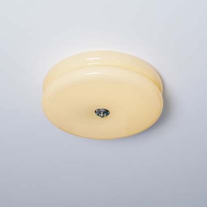 Morandi Round Flush Mount Ceiling Light - beige glass shade