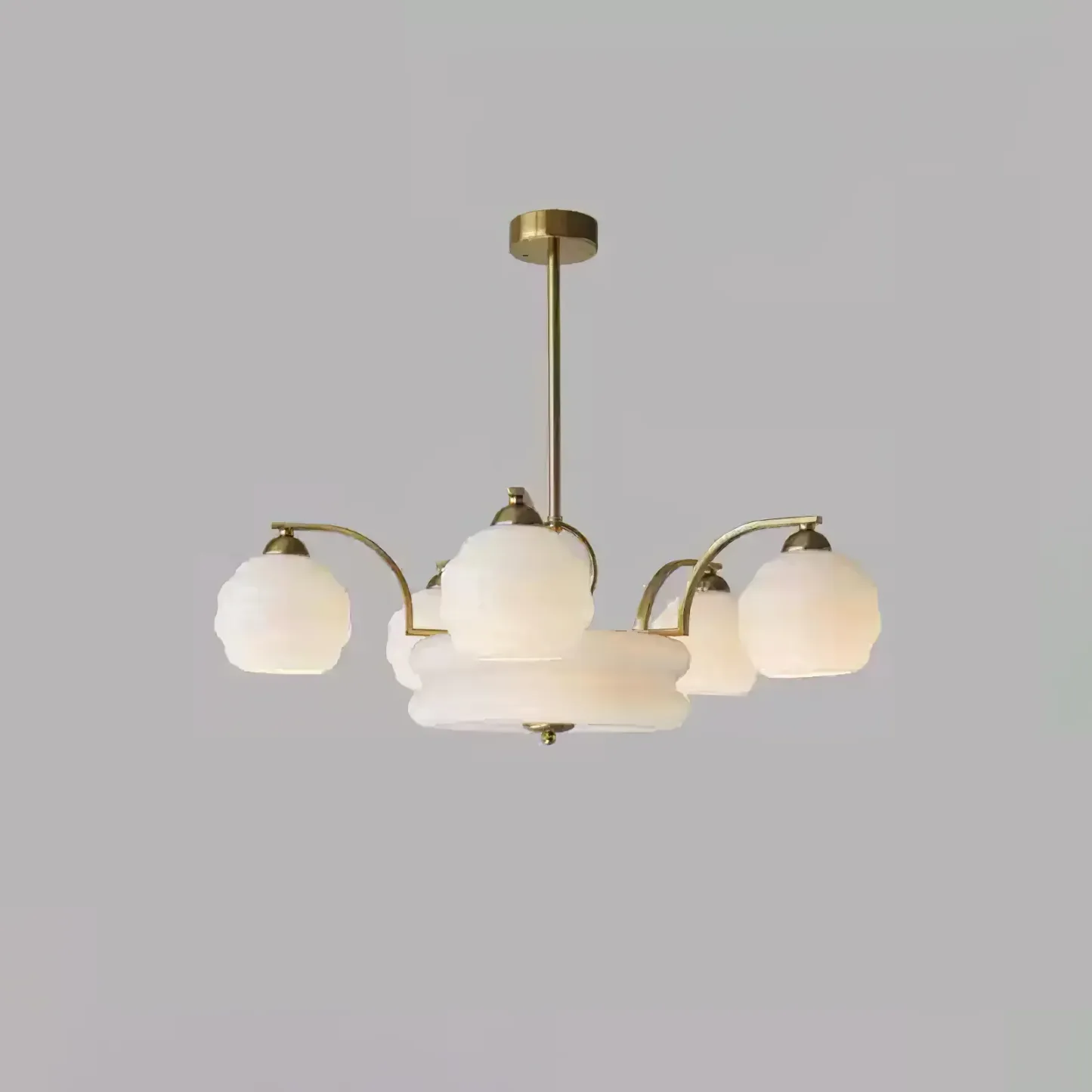 Valentina Vintage Classical Brass Glass Chandelier Living Dining Room