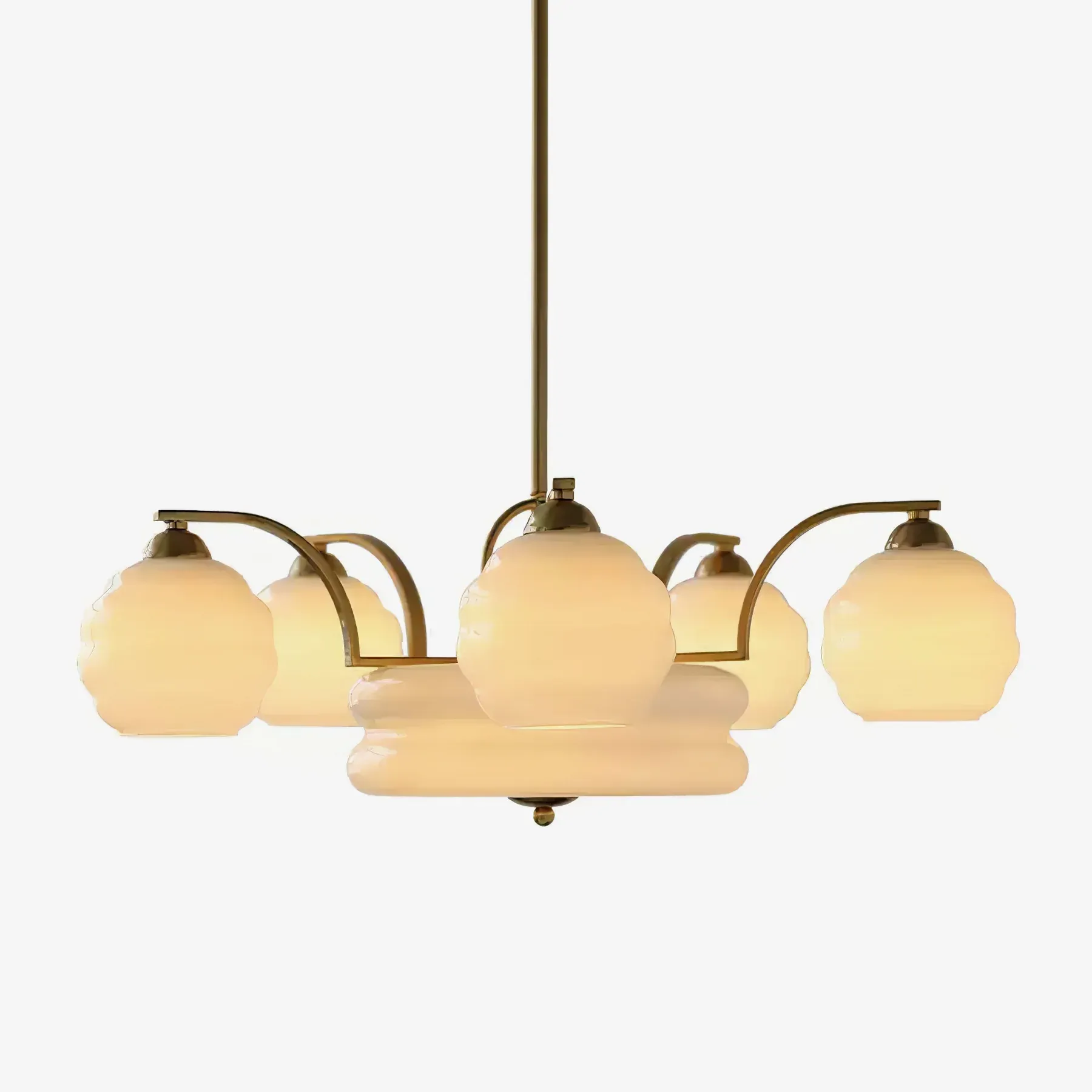 Valentina Vintage Classical Brass Glass Chandelier Living Dining Room