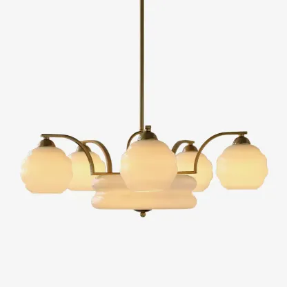 Valentina Vintage Classical Brass Glass Chandelier Living Dining Room
