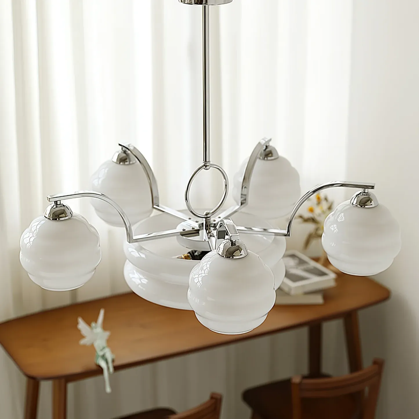 Valentina Vintage Classical Brass Glass Chandelier Living Dining Room