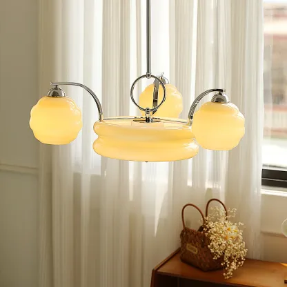 Valentina Vintage Classical Brass Glass Chandelier Living Dining Room