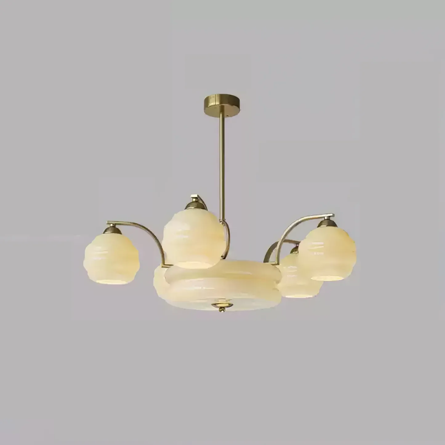 Valentina Vintage Classical Brass Glass Chandelier Living Dining Room