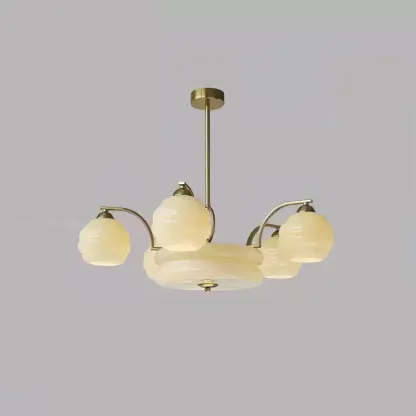 Valentina Vintage Classical Brass Glass Chandelier Living Dining Room