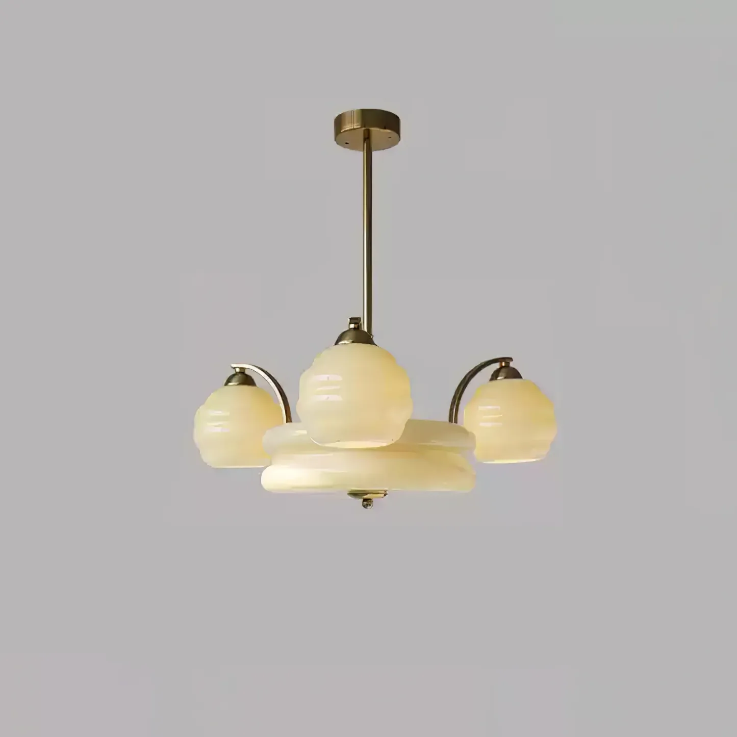 Vintage Classical Brass Glass Chandelier Living Dining Room | Las Sola