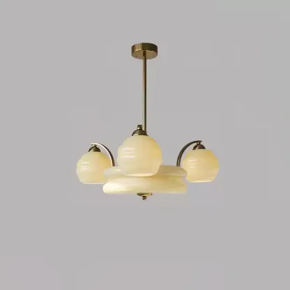 Valentina Vintage Classical Brass Glass Chandelier Living Dining Room