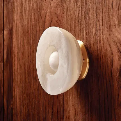 Elif Marble Wall Lamp detail on wooden wall