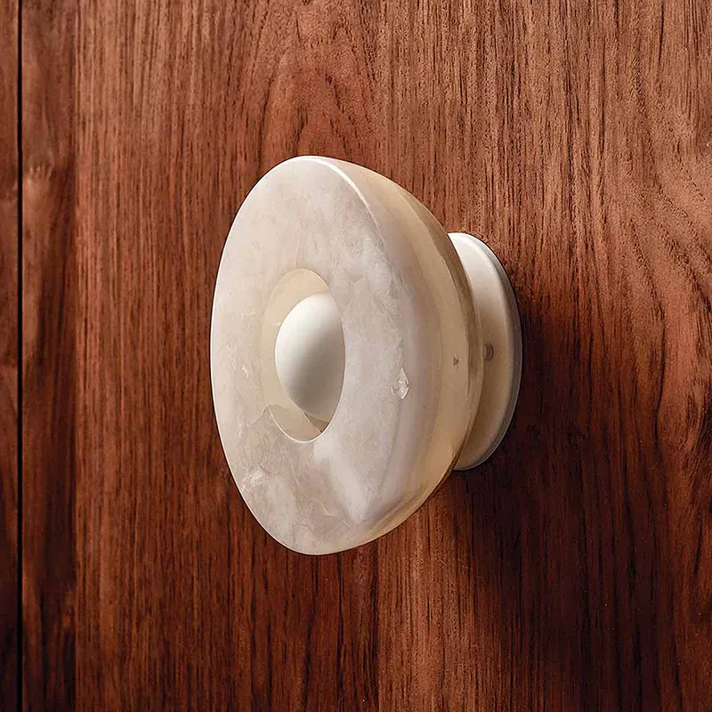 Elif Marble Wall Lamp on Wooden Wall
