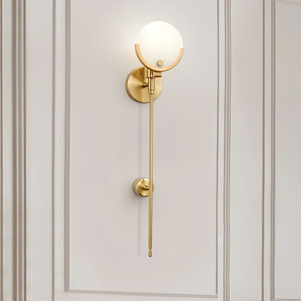 Jade Brass Alabaster Round Wall Lamp