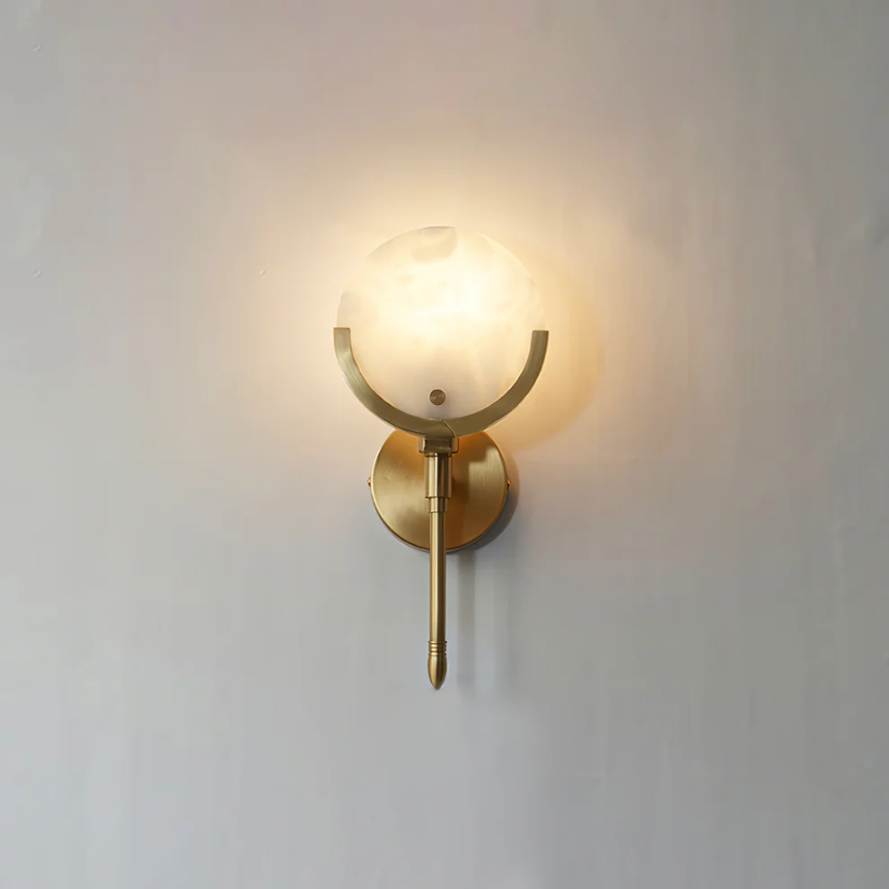 Jade Brass Alabaster Round Wall Lamp
