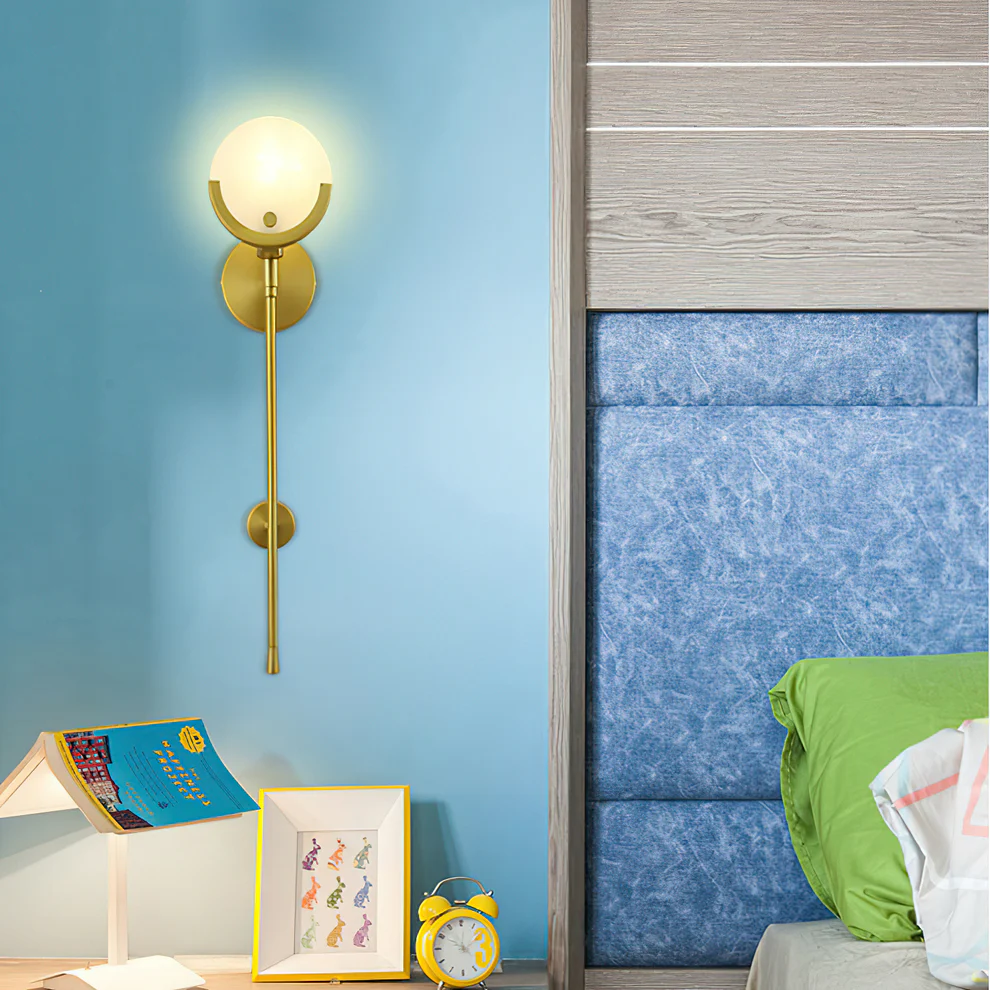 Jade Brass Alabaster Round Wall Lamp