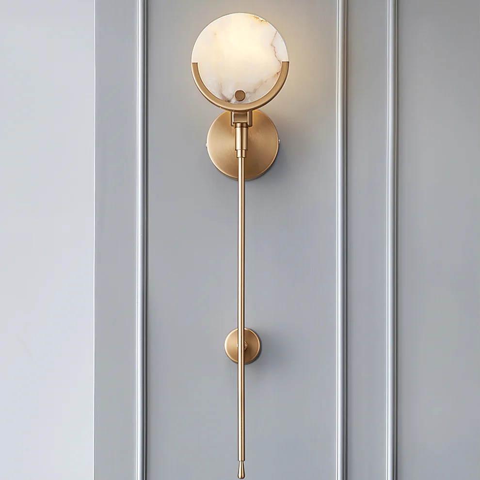 Jade Brass Alabaster Round Wall Lamp