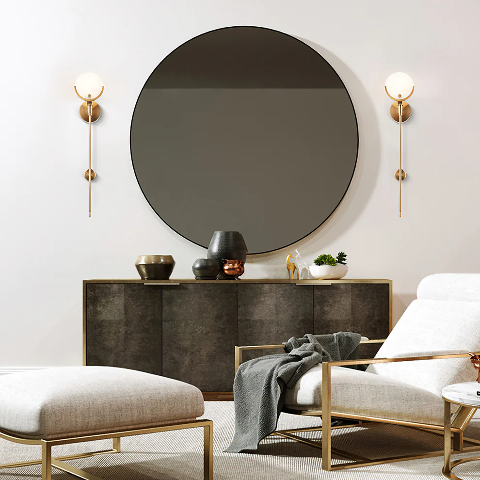 Jade Brass Alabaster Round Wall Lamp