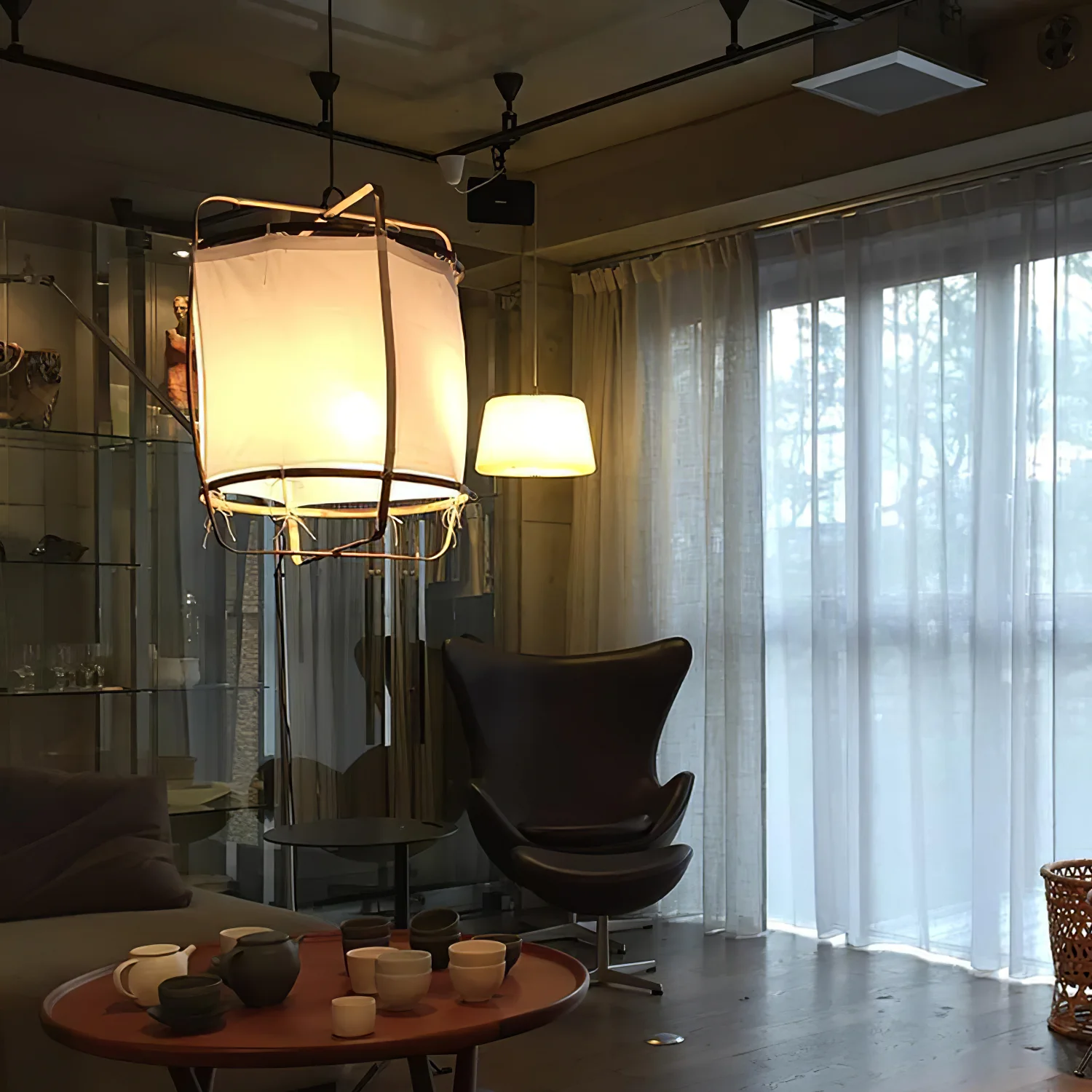 Ozawa Modern Cottage Fabric Pendant Light Shades Living Dining Room Bedroom